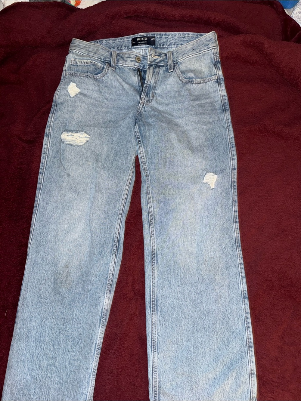 Hollister Light Blue Distressed Wide Leg Jeans